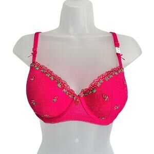 Victoria's Secret PINK Balconette Push-Up Pink Embroidered Strawberries 36C